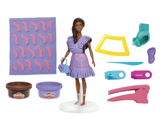 Imagine PLAY DOH BARBIE SET PLASTELINA BARBIE FASHIONISTA RUFFLES CREATII VESTIMENTARE