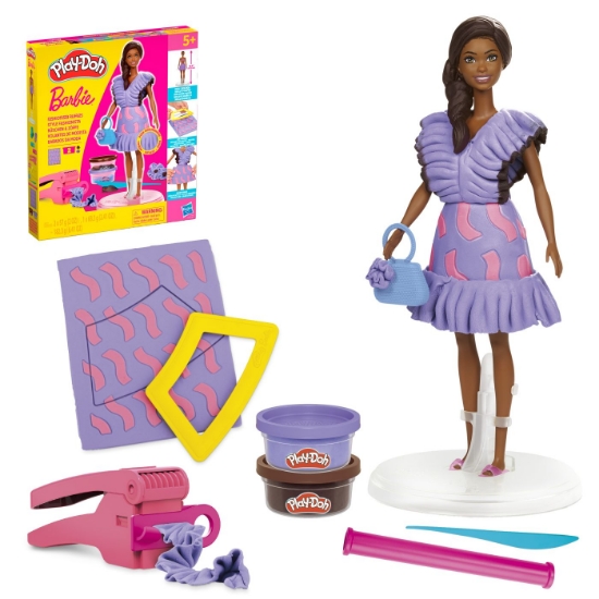 Imagine PLAY DOH BARBIE SET PLASTELINA BARBIE FASHIONISTA RUFFLES CREATII VESTIMENTARE