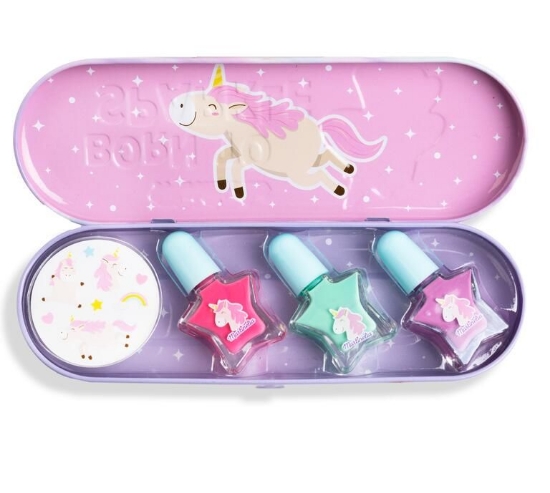 Imagine MARTINELIA LITTLE UNICORN SET 3 LACURI DE UNGHII SI STICKERS IN CUTIE METALICA