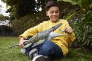 Imagine JURASSIC WORLD REBIRTH BITE N BLAST DINOZAUR MOSASAURUS INTERACTIV CU MISCARI SI FUNCTIE SPECIALA 50CM