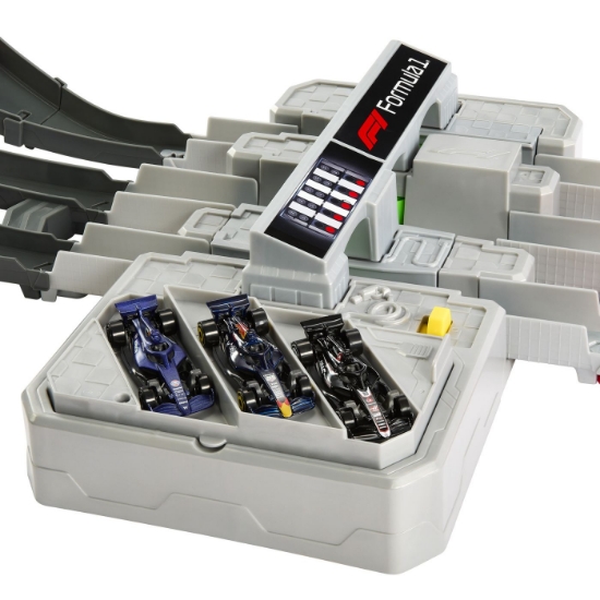 Imagine HOT WHEELS RACING CUIRCUIT DE CURSE GRAND PRIX FORMULA 1 CU 3 MASINUTE INCLUSE 