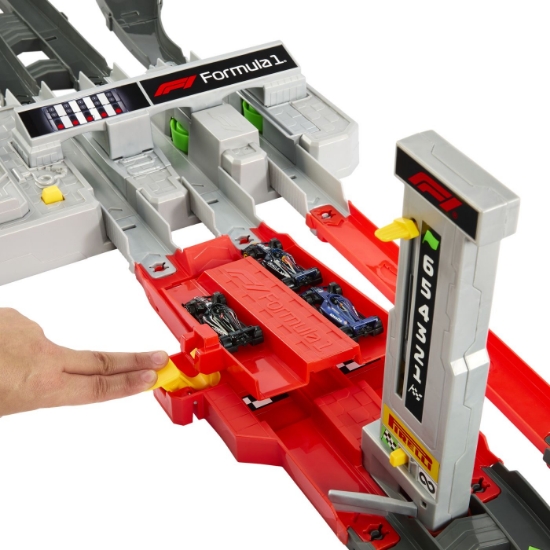 Imagine HOT WHEELS RACING CUIRCUIT DE CURSE GRAND PRIX FORMULA 1 CU 3 MASINUTE INCLUSE 