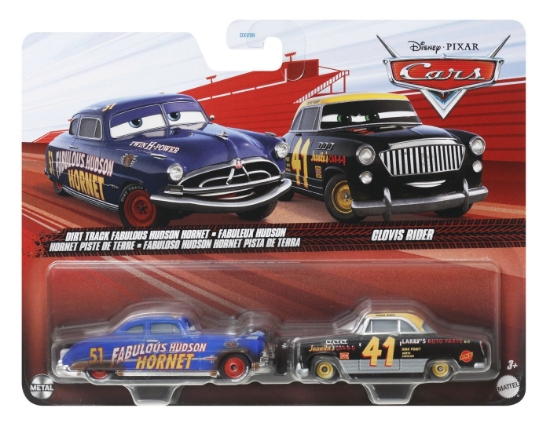 Imagine CARS3 SET 2 MASINUTE METALICE FABULOUS HUDSON HORNET SI CLOVIS RIDER