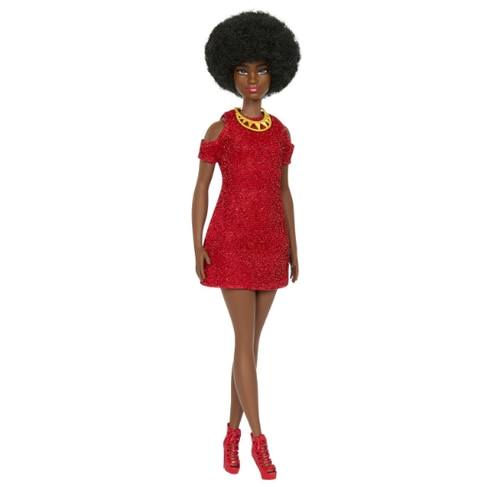 Imagine PAPUSA BARBIE FASHIONISTA MULATRA CU PAR AFRO