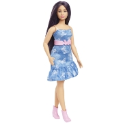 Imagine PAPUSA BARBIE FASHIONISTA CU PARUL MOV SI ROCHITA CU FLUTURASI