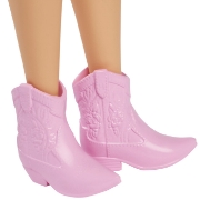 Imagine PAPUSA BARBIE FASHIONISTA CU PARUL MOV SI ROCHITA CU FLUTURASI