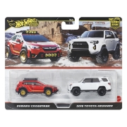 Imagine HOT WHEELS PREMIUM SET 2 MASINUTE METALICE SUBARU CROSSTREK SI TOYOTA 4RUNNER  2018 SCARA 1 LA 64