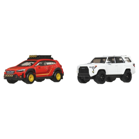 Imagine HOT WHEELS PREMIUM SET 2 MASINUTE METALICE SUBARU CROSSTREK SI TOYOTA 4RUNNER  2018 SCARA 1 LA 64
