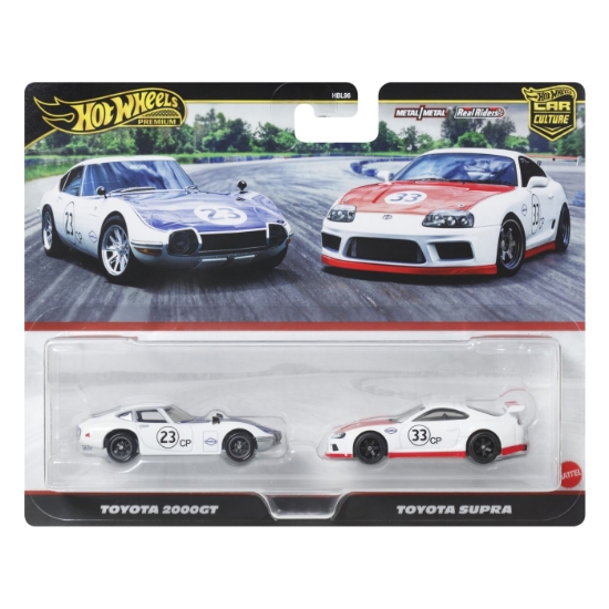 Imagine HOT WHEELS PREMIUM SET 2 MASINUTE METALICE TOYOTA 2000GT SI TOYOTA SUPRA SCARA 1 LA 64