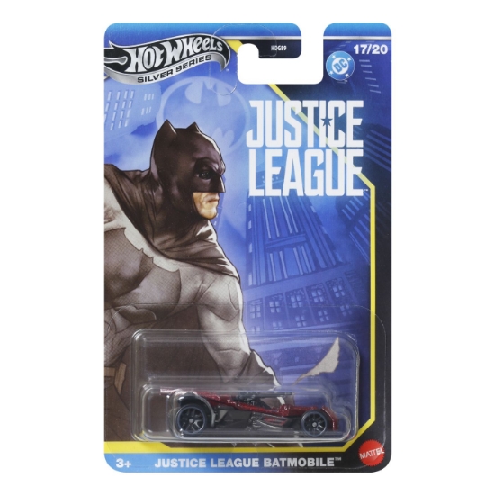 Imagine HOT WHEELS MASINA METALICA TEMATICA BATMAN JUSTICE LEAGUE BATMOBILE SCARA 1 LA 64
