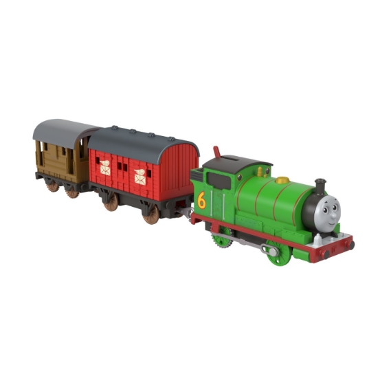 Imagine THOMAS LOCOMOTIVA MOTORIZATA PERCY CU 2 VAGOANE