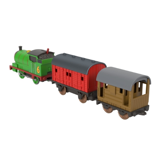 Imagine THOMAS LOCOMOTIVA MOTORIZATA PERCY CU 2 VAGOANE