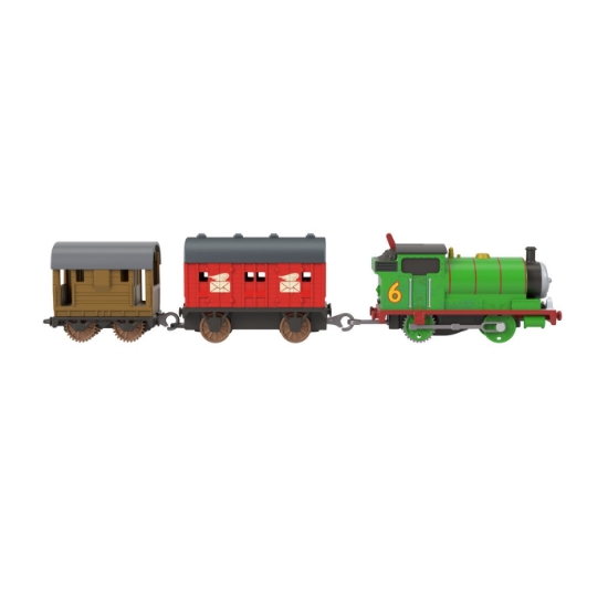 Imagine THOMAS LOCOMOTIVA MOTORIZATA PERCY CU 2 VAGOANE