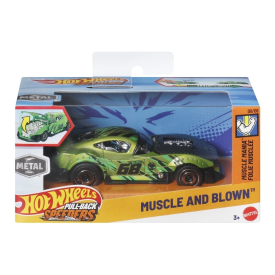 Imagine HOT WHEELS MASINUTA METALICA CU SISTEM PULL BACK MUSCLE AND BLOWN MUSCLE MANIA SCARA 1 LA 43 