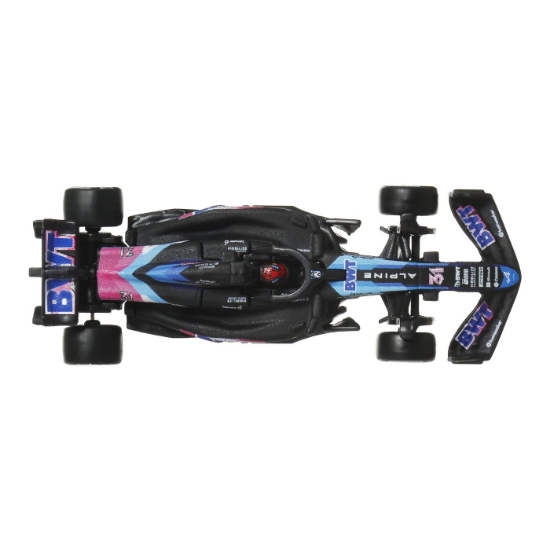 Imagine HOT WHEELS PREMIUM REAL RIDERS FORMULA 1 2024 MASINUTA METALICA BWT ALPINE F1 TEAM A524 NUMARUL 31 SCARA 1 LA 64