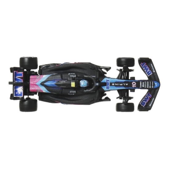 Imagine HOT WHEELS PREMIUM REAL RIDERS FORMULA 1 2024 MASINUTA METALICA BWT ALPINE F1 TEAM A524 NUMARUL 10 SCARA 1 LA 64