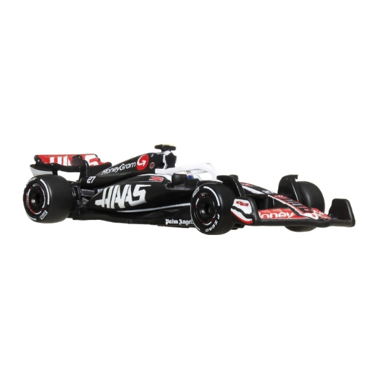 Imagine HOT WHEELS PREMIUM REAL RIDERS FORMULA 1 2024 MASINUTA METALICA MONEYGRAM HAAS F1 TEAM VF 24 NUMARUL 27 SCARA 1 LA 64