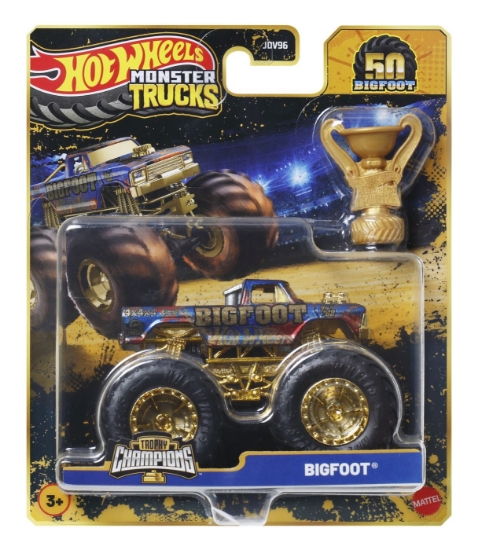 Imagine HOT WHEELS MONSTER TRUCK 50 BIGFOOT TROPHY CHAMPIONS MASINUTA BIGFOOT SCARA 1 LA 64