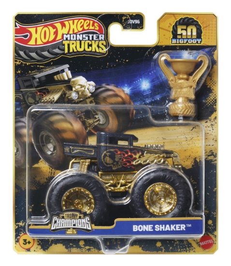 Imagine HOT WHEELS MONSTER TRUCK 50 BIGFOOT TROPHY CHAMPIONS MASINUTA BONE SHAKER SCARA 1 LA 64