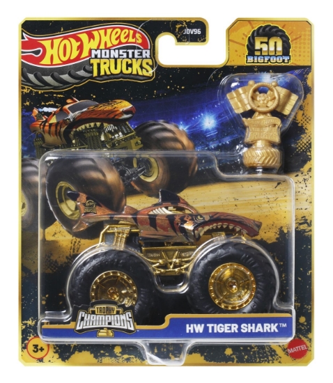 Imagine HOT WHEELS MONSTER TRUCK 50 BIGFOOT TROPHY CHAMPIONS MASINUTA HW TIGER SHARK SCARA 1 LA 64