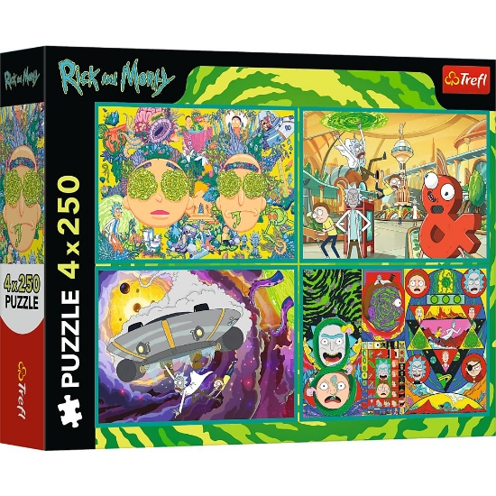 Imagine PUZZLE TREFL 4X250 LUMEA INTORTOCHEATA A LUI RICK SI MORTY