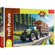 Imagine PUZZLE TREFL 100 TRACTOR FORESTIER CU LEMNE