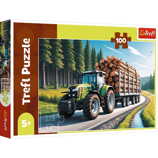 Imagine PUZZLE TREFL 100 TRACTOR FORESTIER CU LEMNE