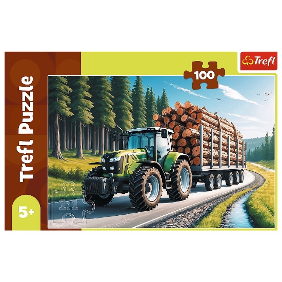 Imagine PUZZLE TREFL 100 TRACTOR FORESTIER CU LEMNE