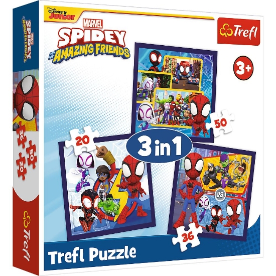 Imagine  PUZZLE TREFL 3IN1 MARVEL SPIDEY SI PRIETENII LUI EXTRAORDINARI