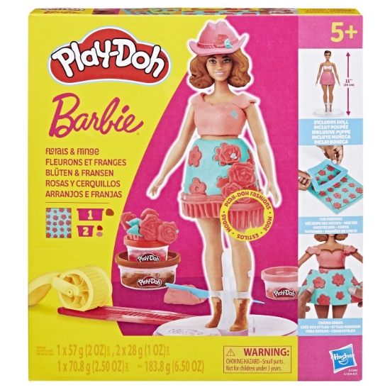 Imagine PLAY DOH BARBIE SET PLASTELINA CREATII VESTIMENTARE CU FLORI SI FRANJURI COWBOY