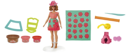 Imagine PLAY DOH BARBIE SET PLASTELINA CREATII VESTIMENTARE CU FLORI SI FRANJURI COWBOY