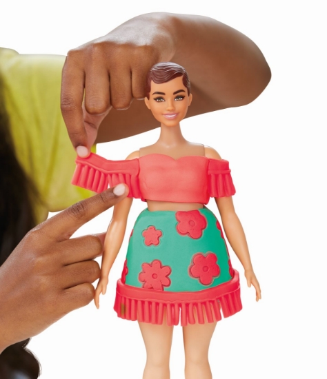 Imagine PLAY DOH BARBIE SET PLASTELINA CREATII VESTIMENTARE CU FLORI SI FRANJURI COWBOY