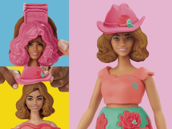 Imagine PLAY DOH BARBIE SET PLASTELINA CREATII VESTIMENTARE CU FLORI SI FRANJURI COWBOY