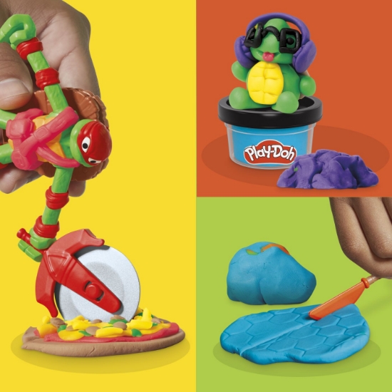 Imagine PLAY DOH POVESTIRI CU TESTOASE NINJA ADOLESCENTE MUTANTE SET PLASTELINA CREATII COWABUNGA