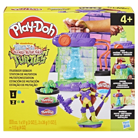 Imagine PLAY DOH POVESTIRI CU TESTOASE NINJA ADOLESCENTE MUTANTE SET PLASTELINA STATIE DE MUTATII