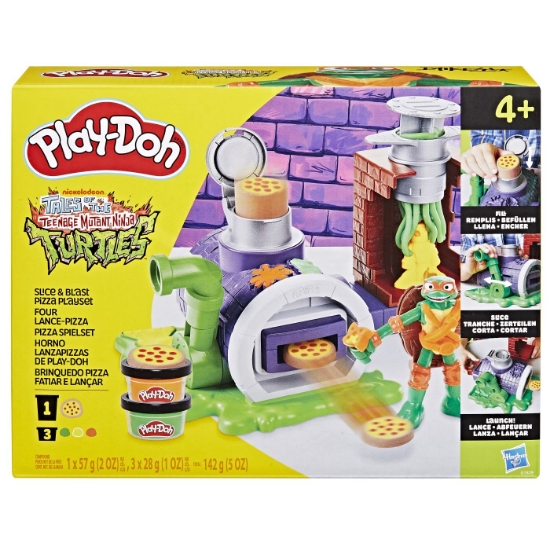 Imagine PLAY DOH POVESTIRI CU TESTOASE NINJA ADOLESCENTE MUTANTE SET PLASTELINA PIZZA TAIE SI ARUNCA