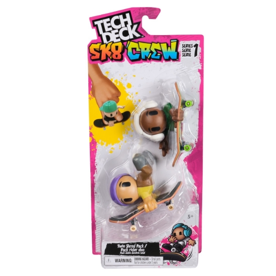 Imagine TECH DECH SK8 CREW PACHET 2 SETURI PLACA SI FIGURINA 9.6CM CASCA MOV SI CASTI ALBE