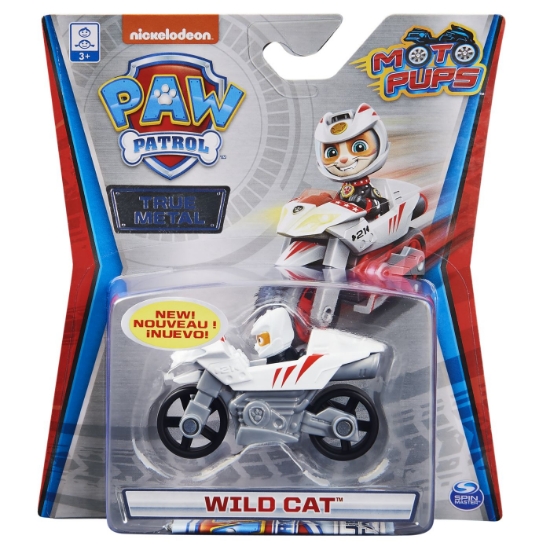 Imagine PATRULA CATELUSILOR MACHETA METALICA WILD CAT CU MOTOCICLETA