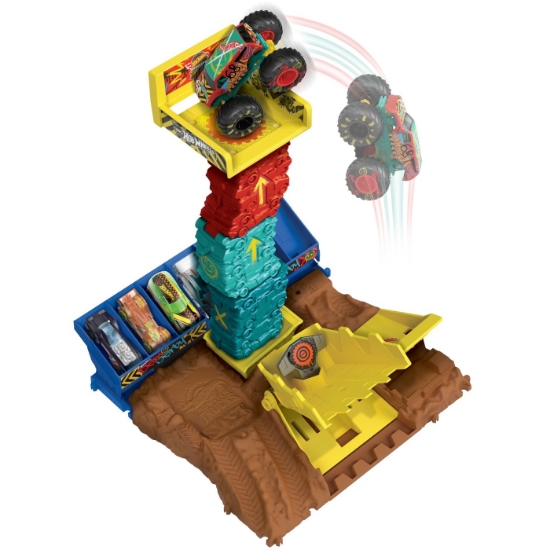 Imagine HOT WHEELS MONSTER TRUCK ARENA SMASHERS PROVOCAREA SARITURA CU MASINA