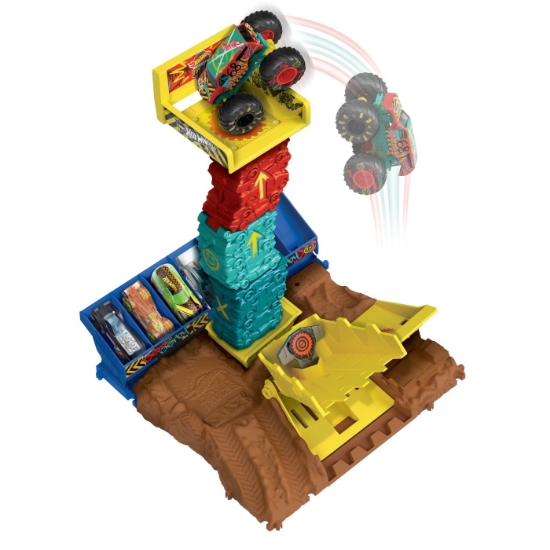 Imagine HOT WHEELS MONSTER TRUCK ARENA SMASHERS PROVOCAREA SARITURA CU MASINA