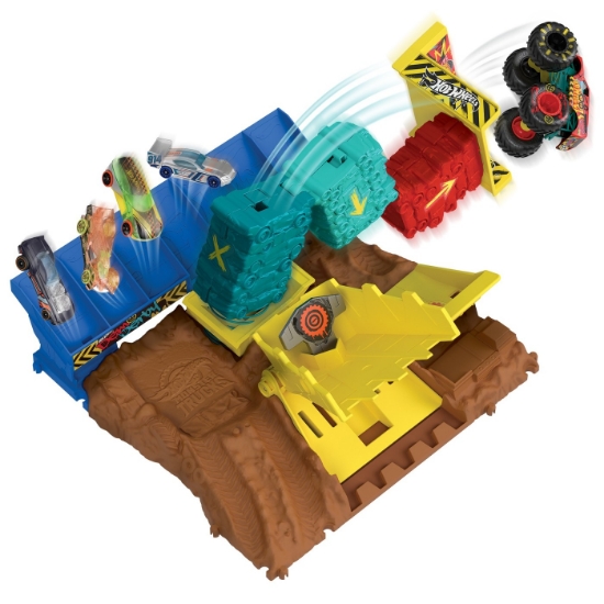 Imagine HOT WHEELS MONSTER TRUCK ARENA SMASHERS PROVOCAREA SARITURA CU MASINA