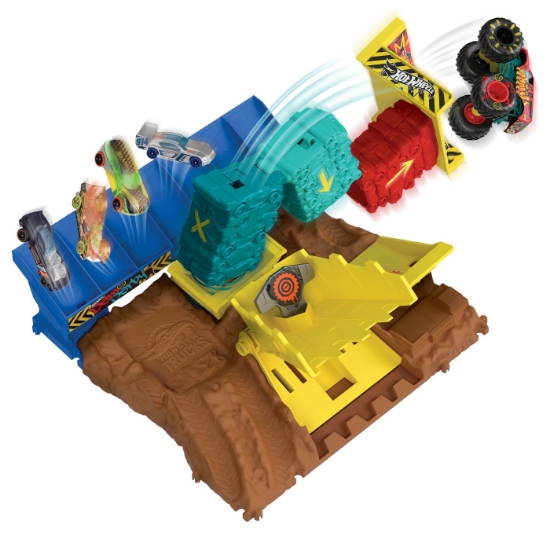 Imagine HOT WHEELS MONSTER TRUCK ARENA SMASHERS PROVOCAREA SARITURA CU MASINA