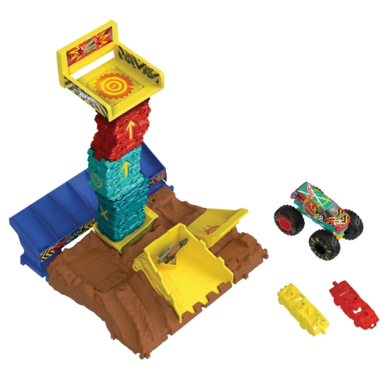Imagine HOT WHEELS MONSTER TRUCK ARENA SMASHERS PROVOCAREA SARITURA CU MASINA