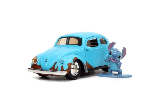 Imagine JADA DISNEY STITCH SET FIGURINA STITCH SI MASINUTA METALICA VOLKSWAGEN BEETLE SCARA 1 LA 32