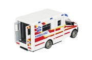 Imagine MAJORETTE AMBULANTA METALICA MERCEDES BENZ SPRINTER SCARA 1 LA 43