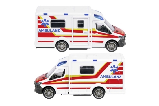 Imagine MAJORETTE AMBULANTA METALICA MERCEDES BENZ SPRINTER SCARA 1 LA 43
