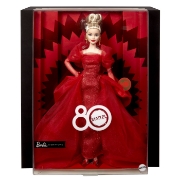 Imagine BARBIE SIGNATURE ANIVERSARE 80 DE ANI PAPUSA BARBIE BLONDA CU ROCHIE DE BAL ROSIE