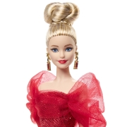 Imagine BARBIE SIGNATURE ANIVERSARE 80 DE ANI PAPUSA BARBIE BLONDA CU ROCHIE DE BAL ROSIE