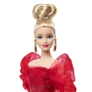 Imagine BARBIE SIGNATURE ANIVERSARE 80 DE ANI PAPUSA BARBIE BLONDA CU ROCHIE DE BAL ROSIE