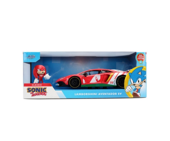 Imagine JADA SONIC ARICIUL SET FIGURINA SONIC SI MASINUTA METALICA LAMBORGHINI AVENTADOR SV SCARA 1 LA 24